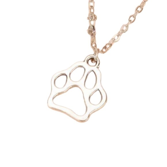 New Silver Tone Dog Paw Pendant Necklace - Picture 5 of 7